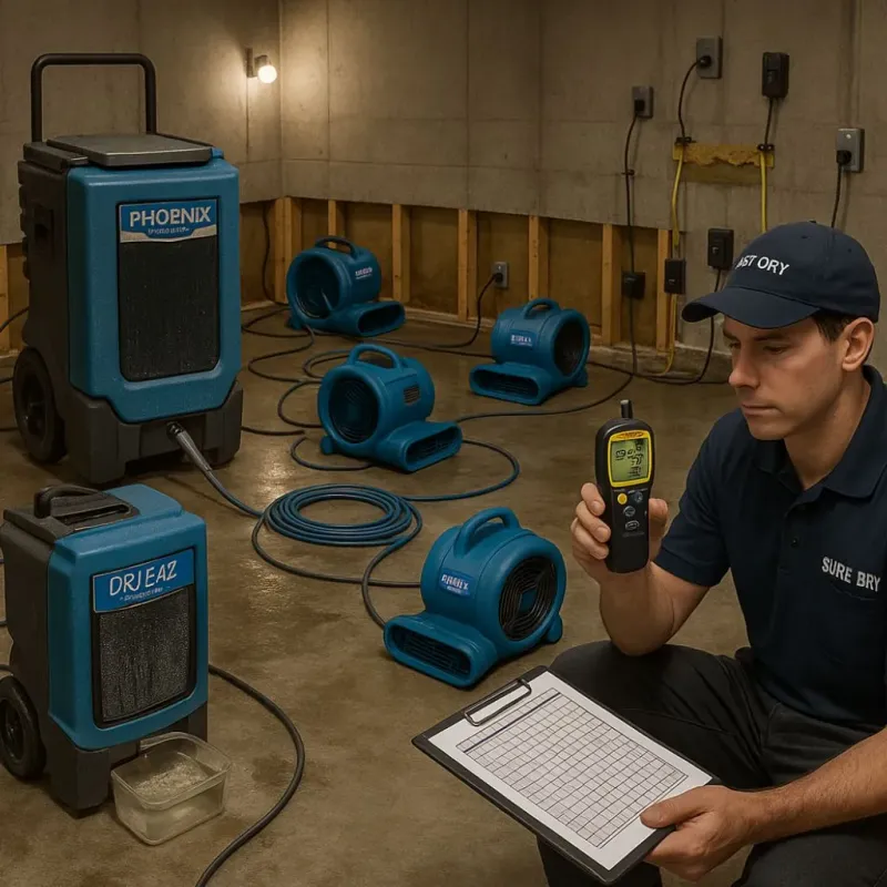 Structural Drying and Dehumidification process in Westmont, PA